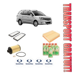 Set Pachet filtre revizie Bosch, 6 litrii ulei Castrol 5W30 SSANGYONG RODIUS II 2.2 Xdi din 2015, 4x Stickere auto cu SSANGYONG