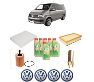 Set Pachet filtre revizie Bosch, 6 litrii ulei Castrol 5W30 Volkswagen MULTIVAN T5 (7HM, 7HN, 7HF, 7EF, 7EM, 7EN) 1.9 TDI din 2003-2009, 4x Stickere auto cu Volkswagen - Img 2