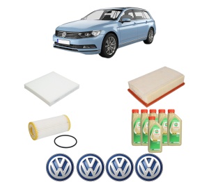 Set Pachet filtre revizie Bosch, 6 litrii ulei Castrol 5W30 Volkswagen PASSAT B8 Variant (3G5, CB5) 1.8 TSI din 2015-2019, 4x Stickere auto cu Volkswagen - Img 2