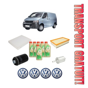 Set Pachet filtre revizie Bosch, 6 litrii ulei Castrol 5W30 Volkswagen TRANSPORTER T5 Van (7HA, 7HH, 7EA, 7EH) 2.0 TSI din 2011-2015, 4x Stickere auto cu Volkswagen