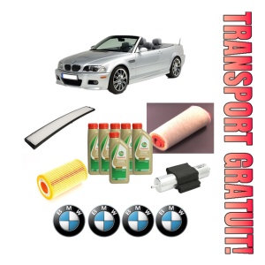 Set Pachet filtre revizie Bosch, 6 litrii ulei Castrol 5W40 BMW Seria 3 Compact (E46) 318 td din 2003-2005, 4x Stickere auto cu BMW