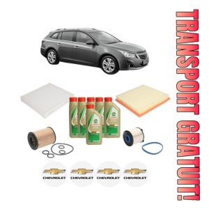 Set Pachet filtre revizie Bosch, 6 litrii ulei Castrol 5W40 CHEVROLET CRUZE Station Wagon (J308) 1.7 TD din 2013-2015, 4x Stickere auto cu CHEVROLET