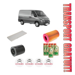 Set Pachet filtre revizie Bosch, 6 litrii ulei Castrol 5W40 CITROEN JUMPER I Van (230L) 2.8 HDi din 2000-2002, 4x Stickere auto cu CITROEN