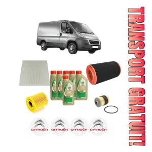 Set Pachet filtre revizie Bosch, 6 litrii ulei Castrol 5W40 CITROEN JUMPER II Van 2.2 HDi 100 din 2006-2012, 4x Stickere auto cu CITROEN