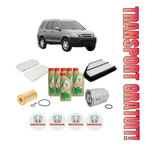 Set Pachet filtre revizie Bosch, 6 litrii ulei Castrol 5W40 HONDA CR-V II (RD_) 2.2 CTDi (RD9) din 2005-2006, 4x Stickere auto cu HONDA