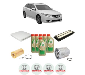 Set Pachet filtre revizie Bosch, 6 litrii ulei Castrol 5W40 HONDA ACCORD VII Tourer (CM, CN) 2.2 i-CTDi (CN2) din 2004-2008, 4x Stickere auto cu HONDA - Img 2