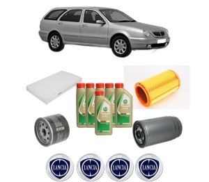 Set Pachet filtre revizie Bosch, 6 litrii ulei Castrol 5W40 LANCIA LYBRA SW (839_) 2.4 JTD (839.BXE1A) din 2002-2005, 4x Stickere auto cu LANCIA - Img 2