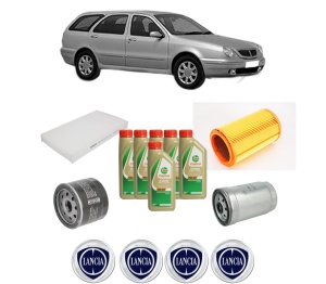 Set Pachet filtre revizie Bosch, 6 litrii ulei Castrol 5W40 LANCIA LYBRA SW (839_) 2.4 JTD (839BXL1A) din 2000-2005, 4x Stickere auto cu LANCIA - Img 2