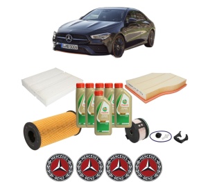 Set Pachet filtre revizie Bosch, 6 litrii ulei Castrol 5W40 MERCEDES-BENZ CLA (C118) CLA 180 d (118.303) din 2019, 4x Stickere auto cu MERCEDES-BENZ - Img 2