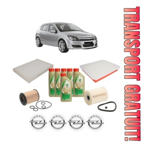 Set Pachet filtre revizie Bosch, 6 litrii ulei Castrol 5W40 OPEL ASTRA H (A04) 1.7 CDTI (L48) din 2007-2014, 4x Stickere auto cu OPEL