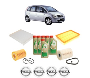Set Pachet filtre revizie Bosch, 6 litrii ulei Castrol 5W40 OPEL MERIVA A MPV (X03) 1.7 CDTI (E75) din 2003-2010, 4x Stickere auto cu OPEL - Img 2