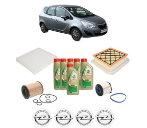 Set Pachet filtre revizie Bosch, 6 litrii ulei Castrol 5W40 OPEL MERIVA B VAN (S10) 1.7 CDTi (75) din 2013-2017, 4x Stickere auto cu OPEL - Img 2