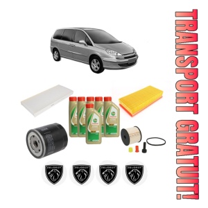 Set Pachet filtre revizie Bosch, 6 litrii ulei Castrol 5W40 PEUGEOT 807 Van (EB_) HDi (EB4HWGF) din 2004-2006, 4x Stickere auto cu PEUGEOT