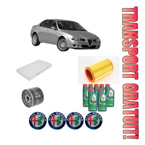 Set Pachet filtre revizie Bosch, 7 litrii ulei Castrol 10W40 ALFA ROMEO 156 (932_) 2.5 V6 24V (932A11_) din 2000-2005, 4x Stickere auto cu ALFA ROMEO