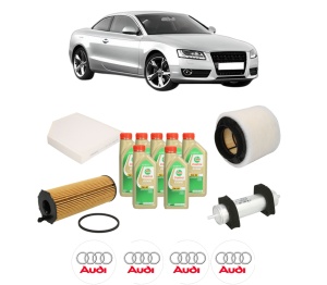 Set Pachet filtre revizie Bosch, 7 litrii ulei Castrol 5W30 AUDI A5 (8T3) 2.7 TDI din 2007-2012, 4x Stickere auto cu AUDI - Img 2