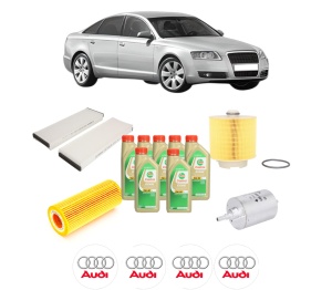 Set Pachet filtre revizie Bosch, 7 litrii ulei Castrol 5W30 AUDI A6 C6 (4F2) 2.4 din 2004-2008, 4x Stickere auto cu AUDI - Img 2