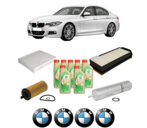 Set Pachet filtre revizie Bosch, 7 litrii ulei Castrol 5W30 BMW Seria 3 (F30, F80) 335 d xDrive din 2013-2018, 4x Stickere auto cu BMW - Img 2