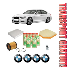 Set Pachet filtre revizie Bosch, 7 litrii ulei Castrol 5W30 BMW Seria 3 (F30, F80) M3 CS din 2018, 4x Stickere auto cu BMW