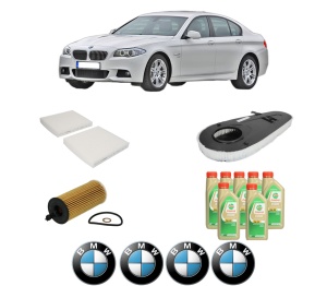 Set Pachet filtre revizie Bosch, 7 litrii ulei Castrol 5W30 BMW Seria 5 (F10) 535 d xDrive din 2011-2016, 4x Stickere auto cu BMW - Img 2