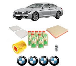 Set Pachet filtre revizie Bosch, 7 litrii ulei Castrol 5W30 BMW Seria 6 Gran Coupe (F06) 640 i din 2012-2018, 4x Stickere auto cu BMW - Img 2