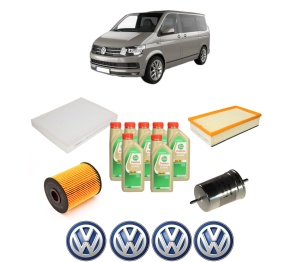 Set Pachet filtre revizie Bosch, 7 litrii ulei Castrol 5W30 Volkswagen MULTIVAN T5 (7HM, 7HN, 7HF, 7EF, 7EM, 7EN) VR6 3.2 4motion din 2004-2009, 4x Stickere auto cu Volkswagen - Img 2
