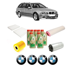 Set Pachet filtre revizie Bosch, 7 litrii ulei Castrol 5W40 BMW Seria 5 Touring (E39) 530 d din 2000-2004, 4x Stickere auto cu BMW - Img 2