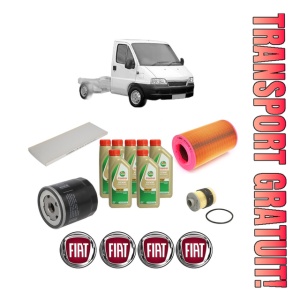 Set Pachet filtre revizie Bosch, 7 litrii ulei Castrol 5W40 FIAT DUCATO Platform/Chassis (244_) 2.0 JTD din 2001-2006, 4x Stickere auto cu FIAT
