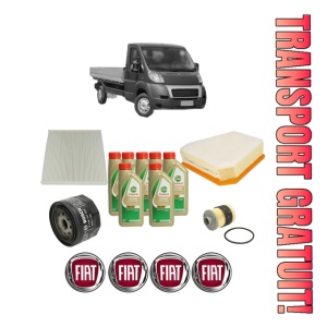 Set Pachet filtre revizie Bosch, 7 litrii ulei Castrol 5W40 FIAT DUCATO Platform/Chassis (250_) 120 Multijet 2,3 D din 2006, 4x Stickere auto cu FIAT