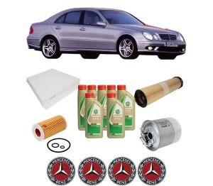 Set Pachet filtre revizie Bosch, 7 litrii ulei Castrol 5W40 MERCEDES-BENZ E-CLASS (W211) E 200 CDI (211.007) din 2006-2008, 4x Stickere auto cu MERCEDES-BENZ - Img 2