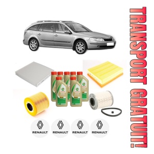 Set Pachet filtre revizie Bosch, 7 litrii ulei Castrol 5W40 RENAULT LAGUNA II Grandtour (KG0/1_) 2.2 dCi (KG0F, KG1N) din 2005-2007, 4x Stickere auto cu RENAULT