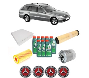 Set Pachet filtre revizie Bosch, 8 litrii ulei Castrol 10W40 MERCEDES-BENZ E-CLASS T-Model (S211) E 320 T CDI (211.226) din 2003-2009, 4x Stickere auto cu MERCEDES-BENZ - Img 2