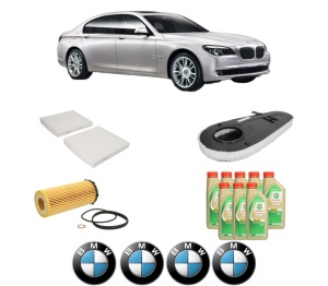 Set Pachet filtre revizie Bosch, 8 litrii ulei Castrol 5W30 BMW Seria 7 (F01, F02, F03, F04) 740 d xDrive din 2010-2012, 4x Stickere auto cu BMW - Img 2