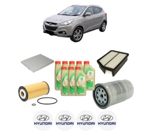Set Pachet filtre revizie Bosch, 8 litrii ulei Castrol 5W30 HYUNDAI ix35 (LM, EL, ELH) 2.0 CRDi 4WD din 2010-2015, 4x Stickere auto cu HYUNDAI - Img 2