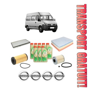 Set Pachet filtre revizie Bosch, 8 litrii ulei Castrol 5W30 NISSAN INTERSTAR Bus (X70) dCi 150 din 2006-2011, 4x Stickere auto cu NISSAN