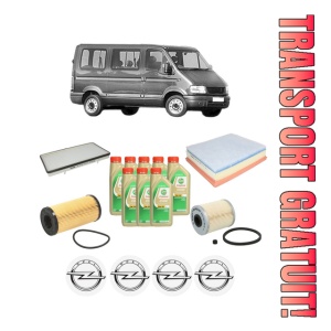 Set Pachet filtre revizie Bosch, 8 litrii ulei Castrol 5W30 OPEL MOVANO A Bus (X70) 2.5 CDTI (JD) din 2006, 4x Stickere auto cu OPEL