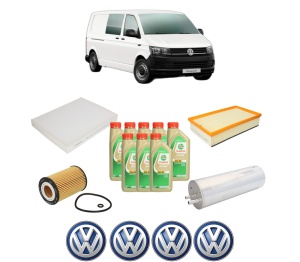 Set Pachet filtre revizie Bosch, 8 litrii ulei Castrol 5W30 Volkswagen TRANSPORTER T6 / CARAVELLE T6 Bus (SGB, SGJ, SHB, SHJ) 2.0 TDI din 2016-2019, 4x Stickere auto cu Volkswagen - Img 2