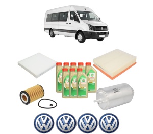Set Pachet filtre revizie Bosch, 8 litrii ulei Castrol 5W30 Volkswagen CRAFTER Bus (SYI, SYJ) 2.0 TDI 4motion din 2017, 4x Stickere auto cu Volkswagen - Img 2