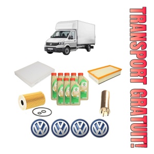 Set Pachet filtre revizie Bosch, 8 litrii ulei Castrol 5W30 Volkswagen TRANSPORTER T6 Van (SGA, SGH, SHA, SHH) 2.0 TDI din 2015-2019, 4x Stickere auto cu Volkswagen