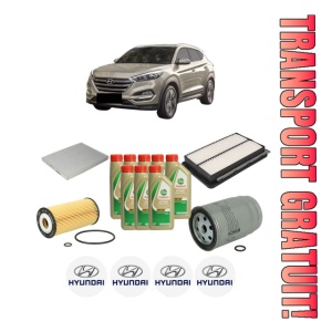 Set Pachet filtre revizie Bosch, 8 litrii ulei Castrol 5W40 HYUNDAI TUCSON (TL, TLE) 2.0 CRDi din 2015-2020, 4x Stickere auto cu HYUNDAI