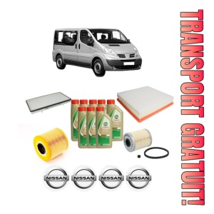 Set Pachet filtre revizie Bosch, 8 litrii ulei Castrol 5W40 NISSAN PRIMASTAR Bus (X83) dCi 140 din 2003, 4x Stickere auto cu NISSAN
