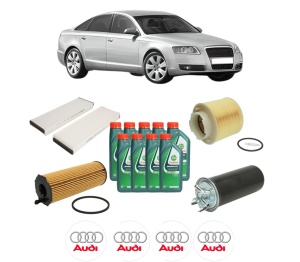 Set Pachet filtre revizie Bosch, 9 litrii ulei Castrol 10W40 AUDI A6 C6 (4F2) 2.7 TDI quattro din 2005-2011, 4x Stickere auto cu AUDI - Img 2
