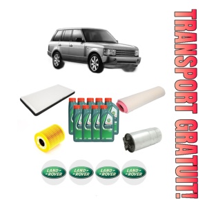 Set Pachet filtre revizie Bosch, 9 litrii ulei Castrol 10W40 LAND ROVER RANGE ROVER III (L322) 3.0 D 4x4 din 2002-2012, 4x Stickere auto cu LAND ROVER