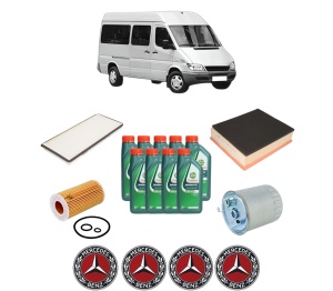 Set Pachet filtre revizie Bosch, 9 litrii ulei Castrol 10W40 MERCEDES-BENZ SPRINTER 3-t Bus (B903) 311 CDI (903.671, 903.672) din 2000-2006, 4x Stickere auto cu MERCEDES-BENZ - Img 2