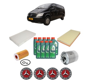 Set Pachet filtre revizie Bosch, 9 litrii ulei Castrol 10W40 MERCEDES-BENZ VITO / MIXTO Van (W639) 111 CDI (639.601, 639.603, 639.605) din 2003, 4x Stickere auto cu MERCEDES-BENZ - Img 2