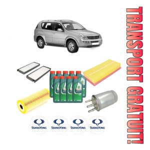 Set Pachet filtre revizie Bosch, 9 litrii ulei Castrol 10W40 SSANGYONG REXTON / REXTON II (GAB_) 2.7 Xdi din 2004, 4x Stickere auto cu SSANGYONG