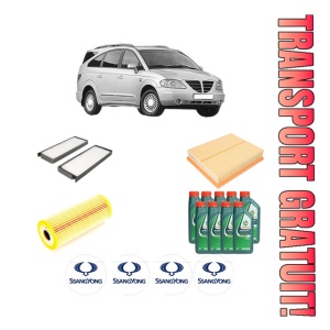 Set Pachet filtre revizie Bosch, 9 litrii ulei Castrol 10W40 SSANGYONG RODIUS I 3.2 4WD din 2007, 4x Stickere auto cu SSANGYONG