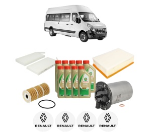 Set Pachet filtre revizie Bosch, 9 litrii ulei Castrol 5W40 RENAULT MASTER III Bus (JV) 2.3 dCi 145 FWD (JV0F, JV0S, JV0T) din 2011, 4x Stickere auto cu RENAULT - Img 2