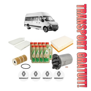 Set Pachet filtre revizie Bosch, 9 litrii ulei Castrol 5W40 RENAULT MASTER III Bus (JV) 2.3 dCi 165 FWD (JV0P, JV0U) din 2014, 4x Stickere auto cu RENAULT