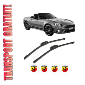 Set stergatoare ABARTH 124 Spider din 2016, pentru parbriz auto, 2 bucati, Bosch Aerotwin Retrofit, din cauciuc siliconat rezistent, 4 Stickere Auto ABARTH