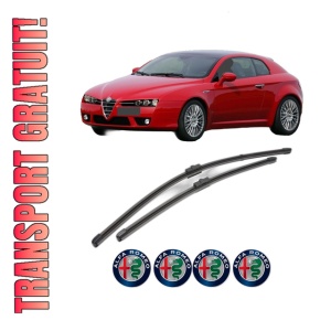 Set stergatoare ALFA ROMEO BRERA (939_) din 2006-2011, pentru parbriz auto, 2 bucati, Valeo Silencio Xtrm, din cauciuc siliconat rezistent, 4 Stickere Auto ALFA ROMEO